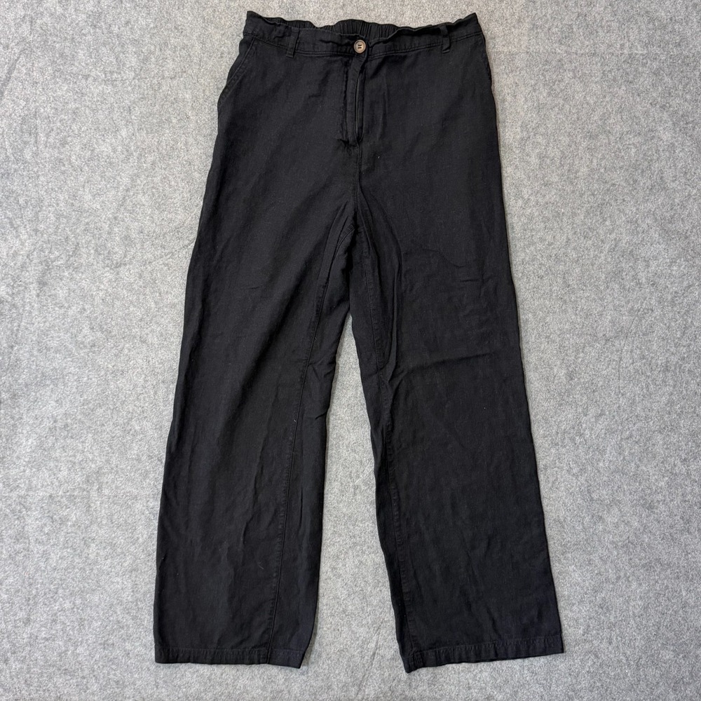Love Tree Black Linen Blend Wide Leg Full Length Pants Women's Size Large